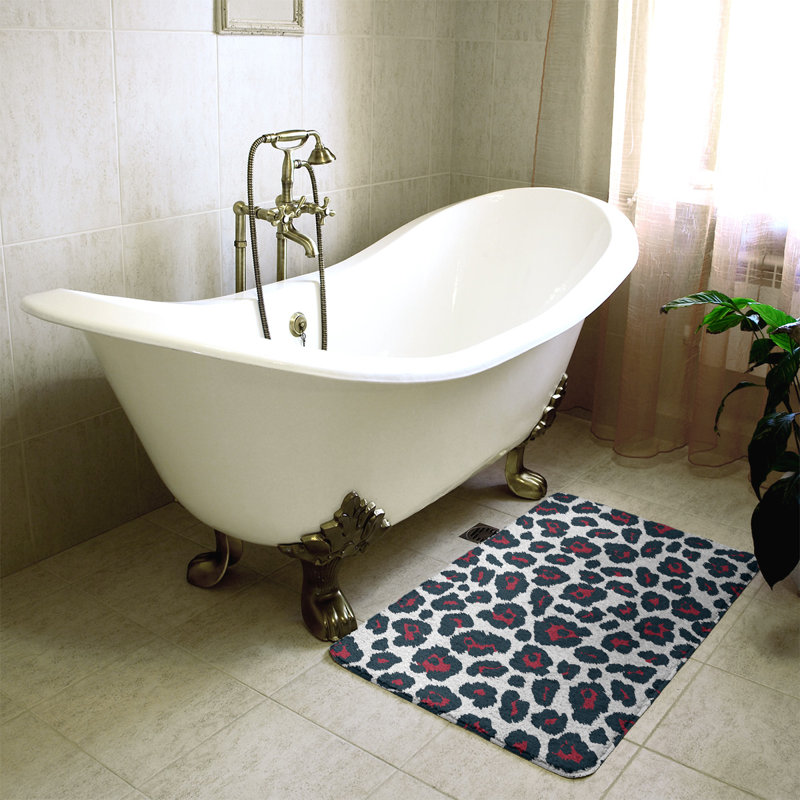 Tapis de bain de football Houston, H 0,5 po x l 17 po x L 24 po, Blanc / rouge combat / bleu acier profond