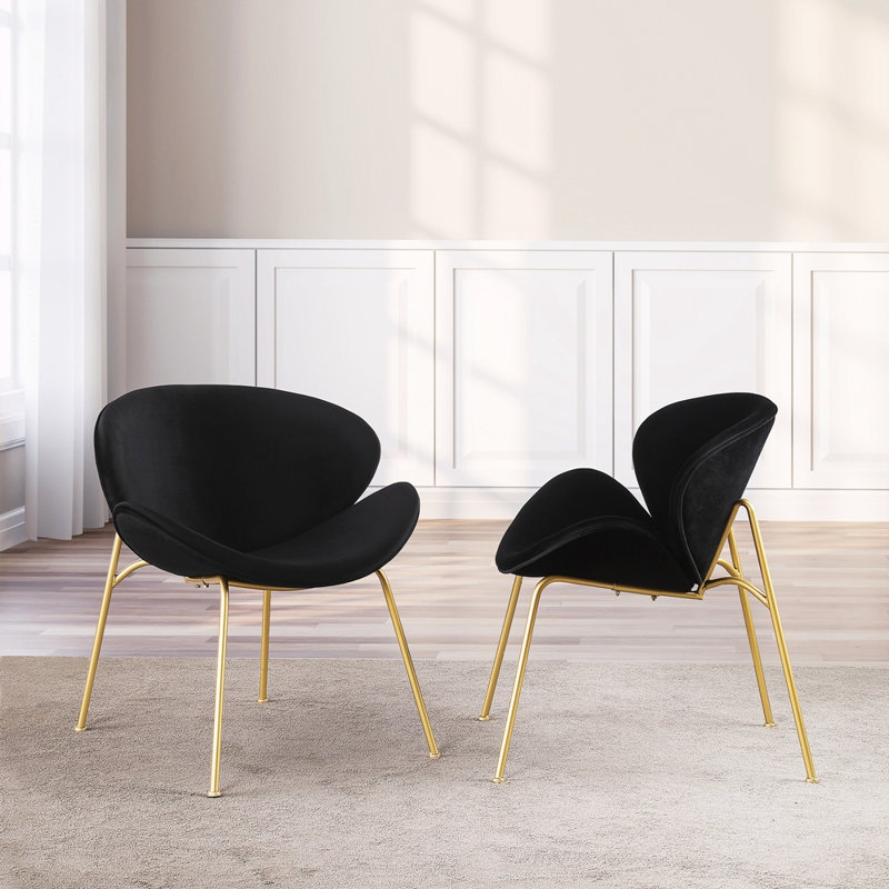 Kuhlman Velvet Side Chair Dining Chair, Black