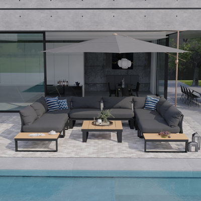 Cogbill 109.6 Wide 8 - Person Aluminium Outdoor Seating Group with Cushions