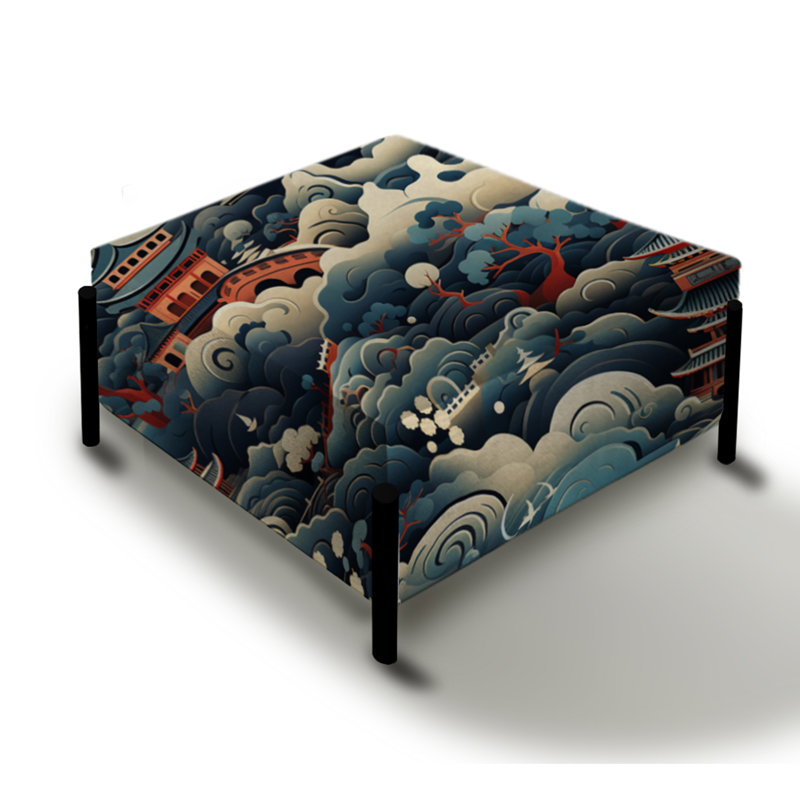 Symbole symbolique de la culture japonaise - Grand repose-pieds carré japonais