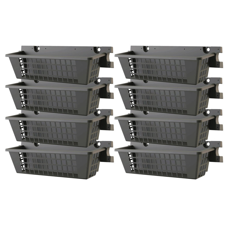 Suncast 8 Pack 25 x 7.25 Inch Resin Basket Accessory for Outdoor Shed, Black