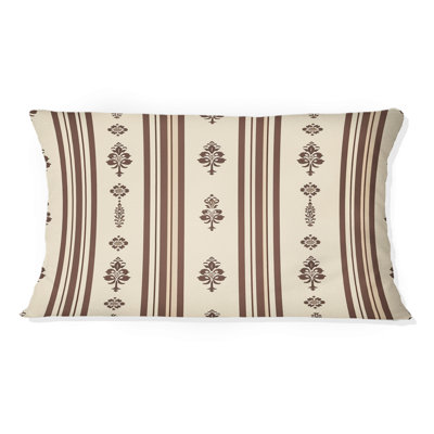 Brown White Stripe Pattern I - Traditional Lumbar Pillow
