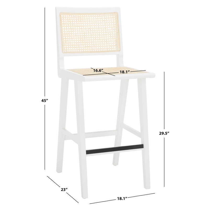 Atticus Counter Stool with Solid Wood Frame, White, Bar Stool (29.5" Seat Height)