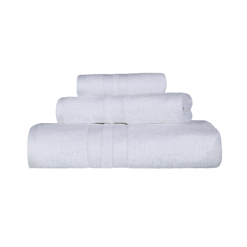 Charie Quick-Drying 3 Piece 100% Cotton Towel Set, White 