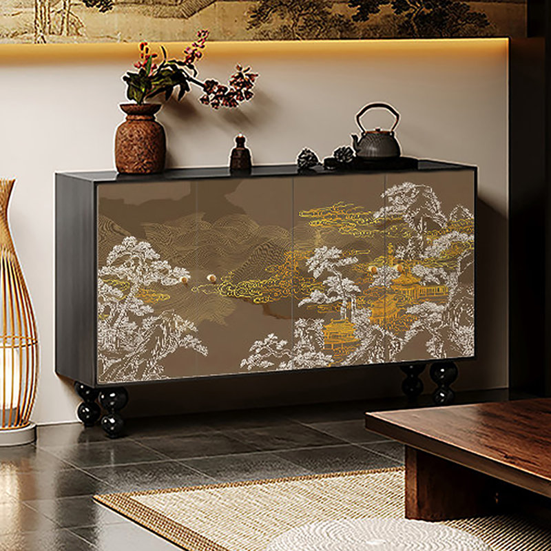 Aesthetic paint spray pattern four doors sideboard