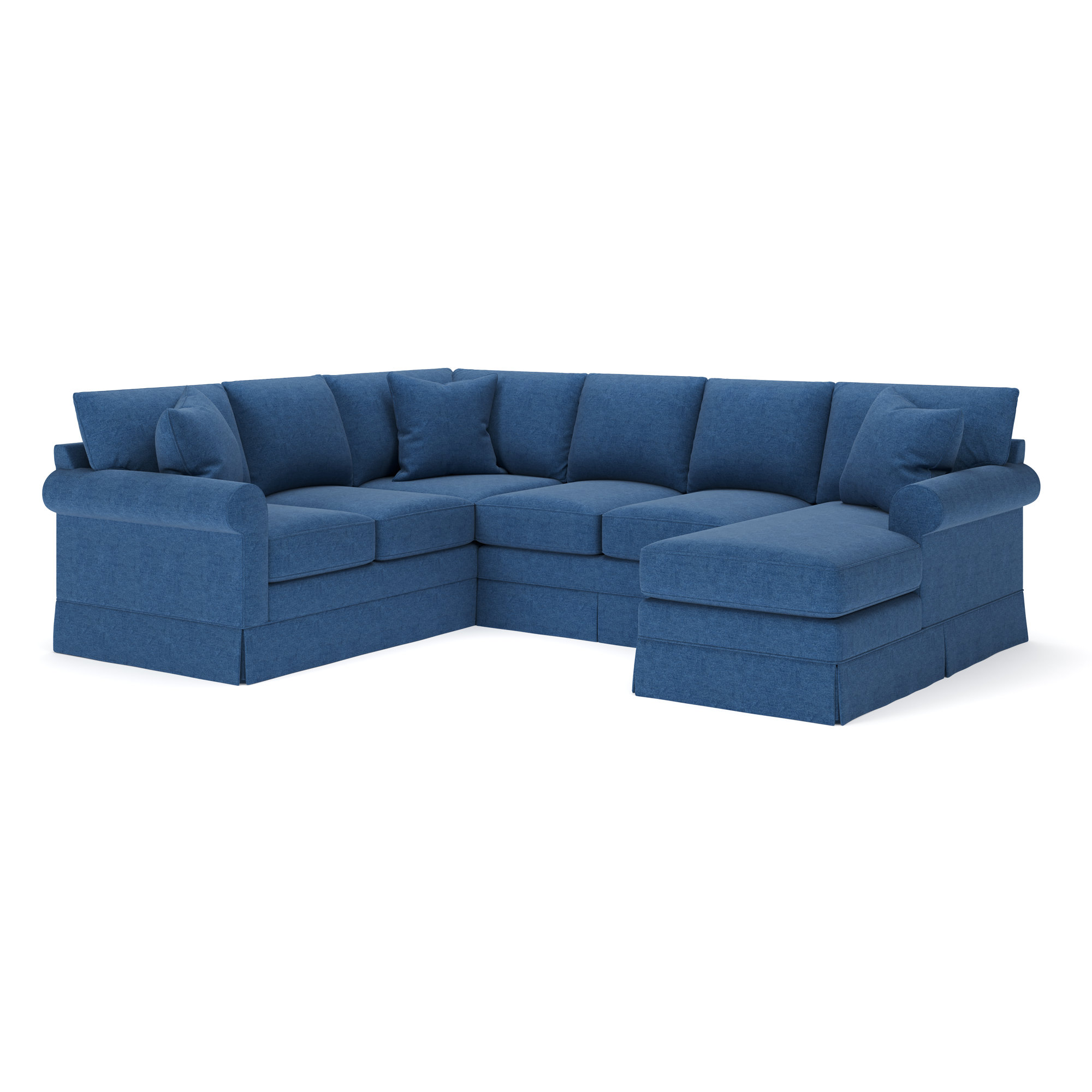 Friedman Upholstered Chaise U-Sectional, Classic Indigo Denim, Right Hand Facing