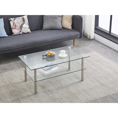 Table basse 2 couches, canapé moderne avec tablette de rangement