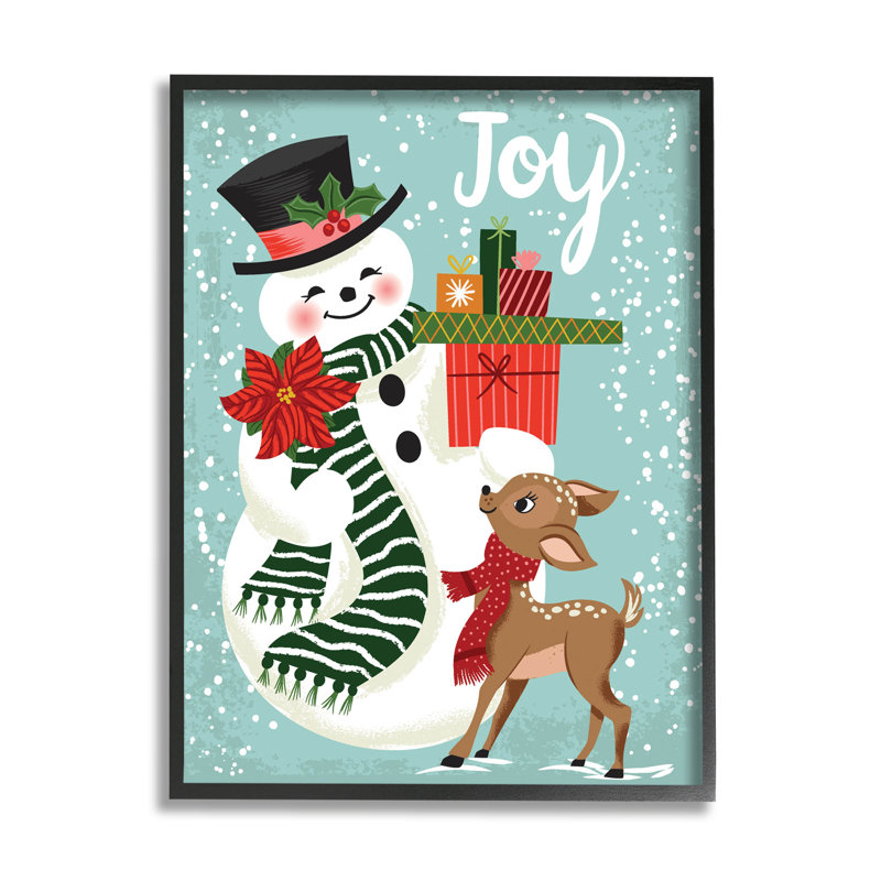 Joy Joy Snowman Holiday at-124, Giclée encadrée noir minuit, H 14 po x l 11 po x P 1,5 po