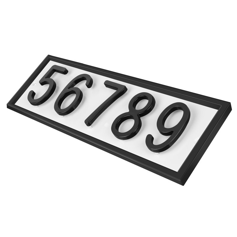 Plaque d'adresse horizontale flottante en aluminium Royal Shade, Noir, Oui, Blanc