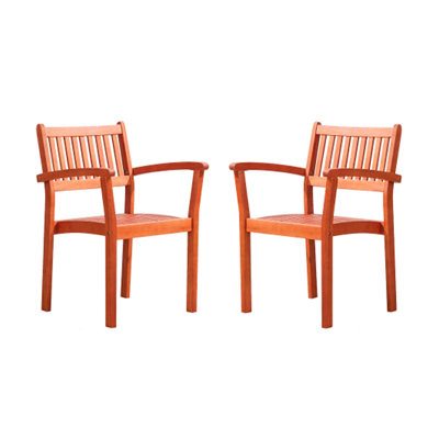 Ensemble de 2 chaises d'extérieur Ceri, dossier à lattes, brun rougeâtre