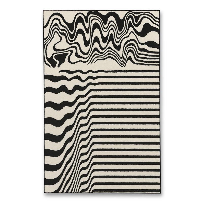Tapis gris tissé à rayures Mosso, 2 pi 4 po x 3 pi 11 po