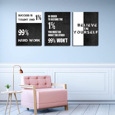 Motivation sur toile, art mural, bureau, entrepreneur, décoration murale, affiche inspirante, peinture murale noire moderne, image pour milieu de travail, salon, chambre à coucher, prête à être suspendue, 12 po x 16 po x 3 po