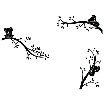 Décalcomanie murale branches monochrome tree branches Koala