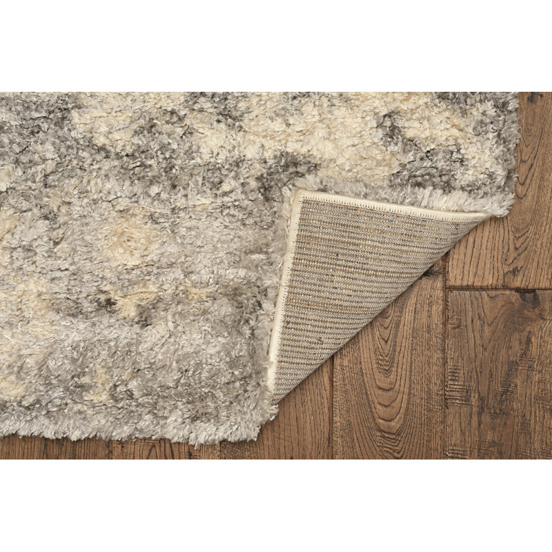 Tapis ivoire / gris tissé à la machine Sairam, Rectangle 3 pi 9 po x 5 pi 11 po