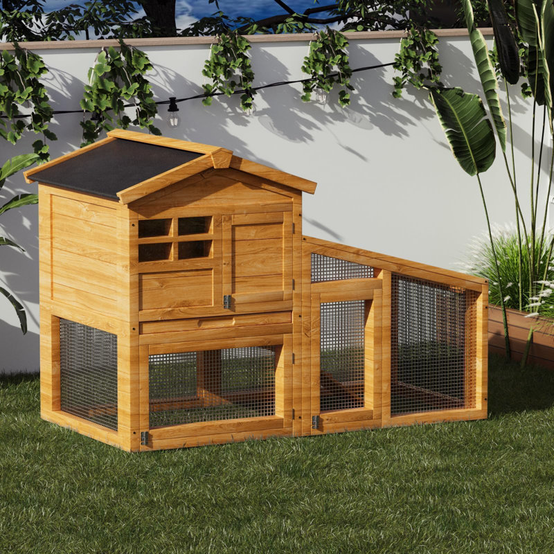 Cage à lapin à double couche - cage à lapins en bois 53 2 l avec plateau amovible