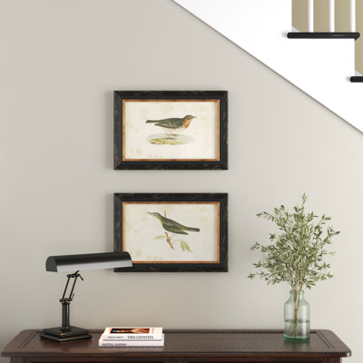 Grandes illustrations vintage d'oiseaux de pépin et de paruline - ensemble de 2 reproductions d'art sur papier