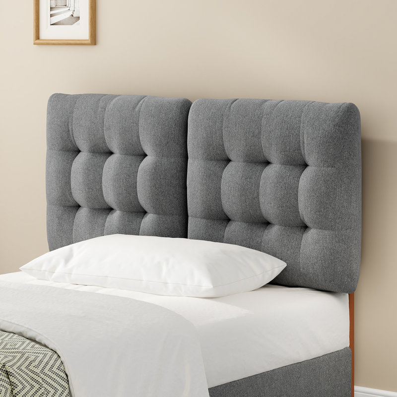 Tête de lit tapissier à hauteur ajustable de 39 po à 44 po, Gris, Très grand lit