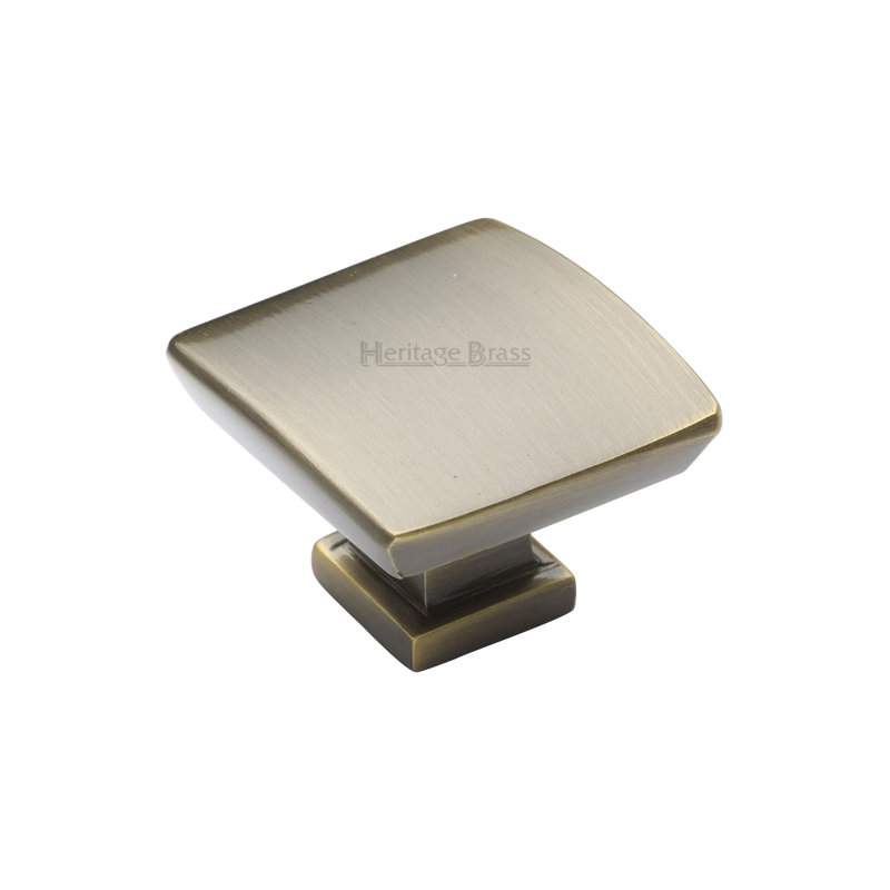 Heritage Brass Heritage Cabinet Knob Plinth Design with base, 2.4cm H x 3.5cm W x 3.5cm D, Antique Brass