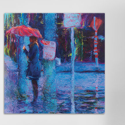 «No Stops in Freemont» par Iris Scott, reproduction sur toile tendue sur châssis, H 18 po x l 18 po x P 1,5 po, Pas de tapis