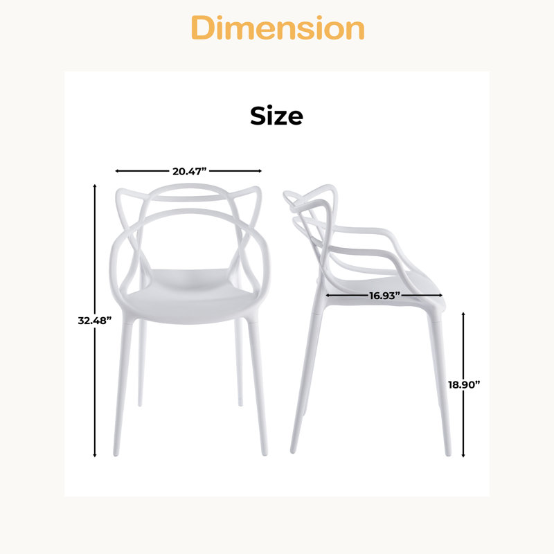 Chaise en plastique 4 pièces, Blanc