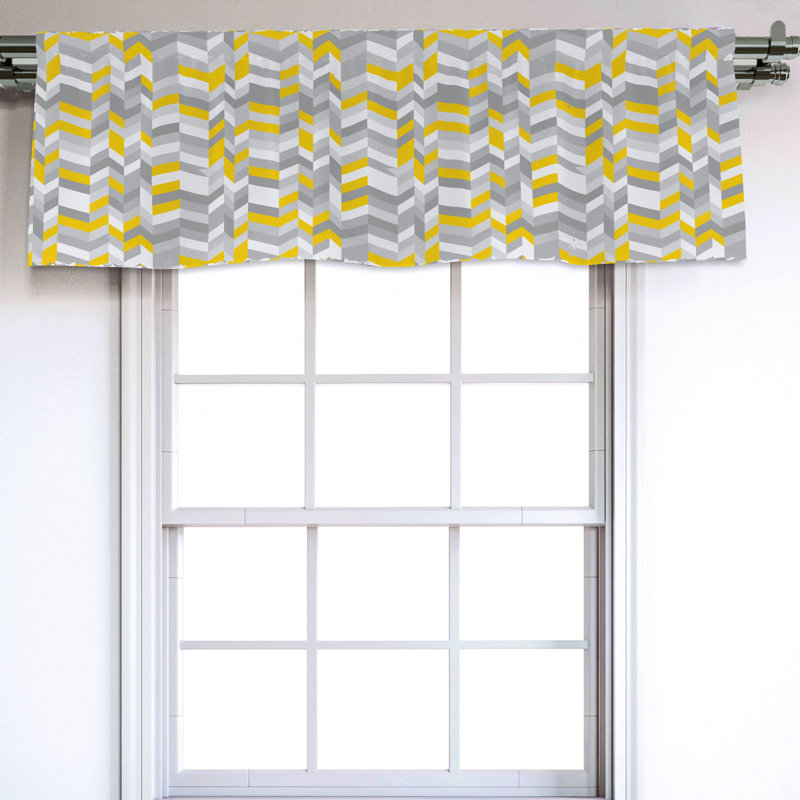 Sateen Geometric Ruffled Window Valance