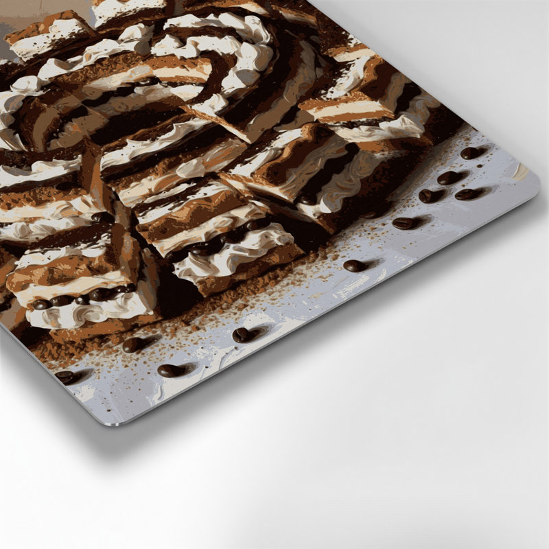 Desserts tiramisu, art mural en métal beige, H 32 po x l 32 po