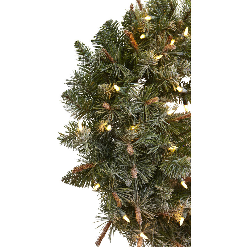 Faux Lighted Pine Plastic 30'' Wreath