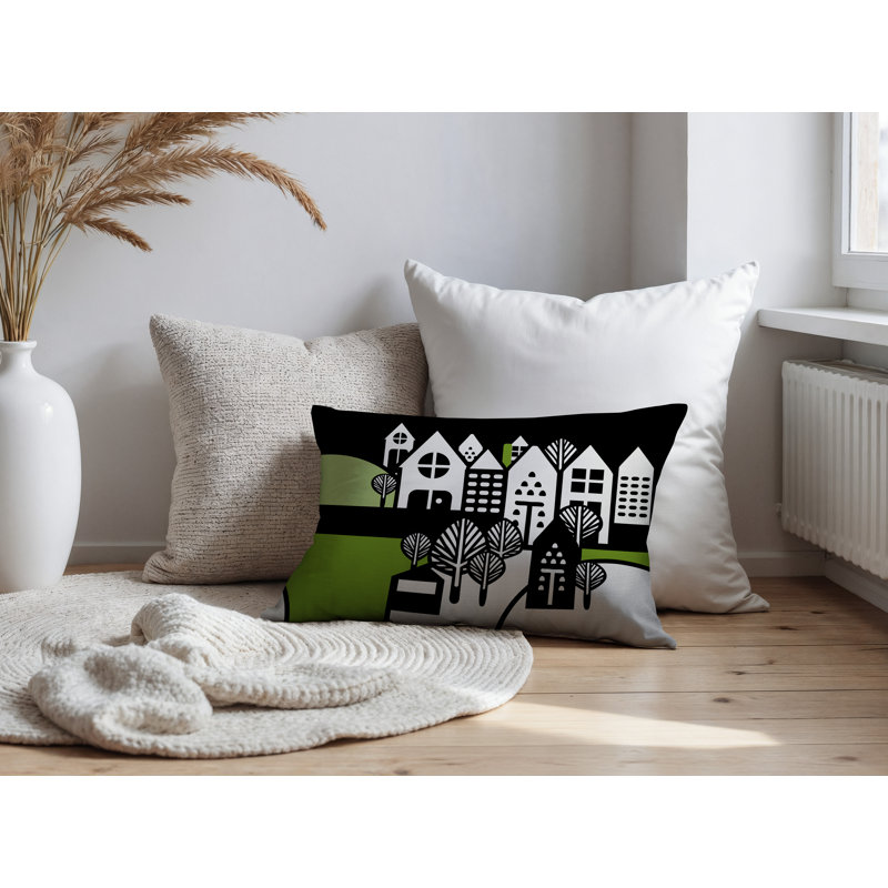 Oreiller rectangulaire réversible intérieur / extérieur Hansen, Rectangle H 18 po x l 25 po, Chartreuse