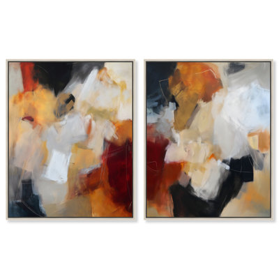 «Earth & Fire Duet», ensemble de reproductions d'art sur toile encadrées par Art Remedy, cadre argenté, 30 x 36