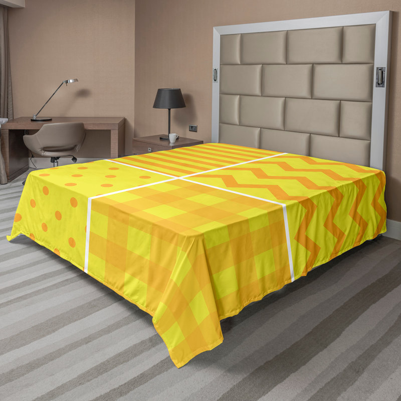 Ambesonne Nature Top Flat Sheet Glisten Fish Sunlight King Blue Purple White, Jaune, orange / patchwork