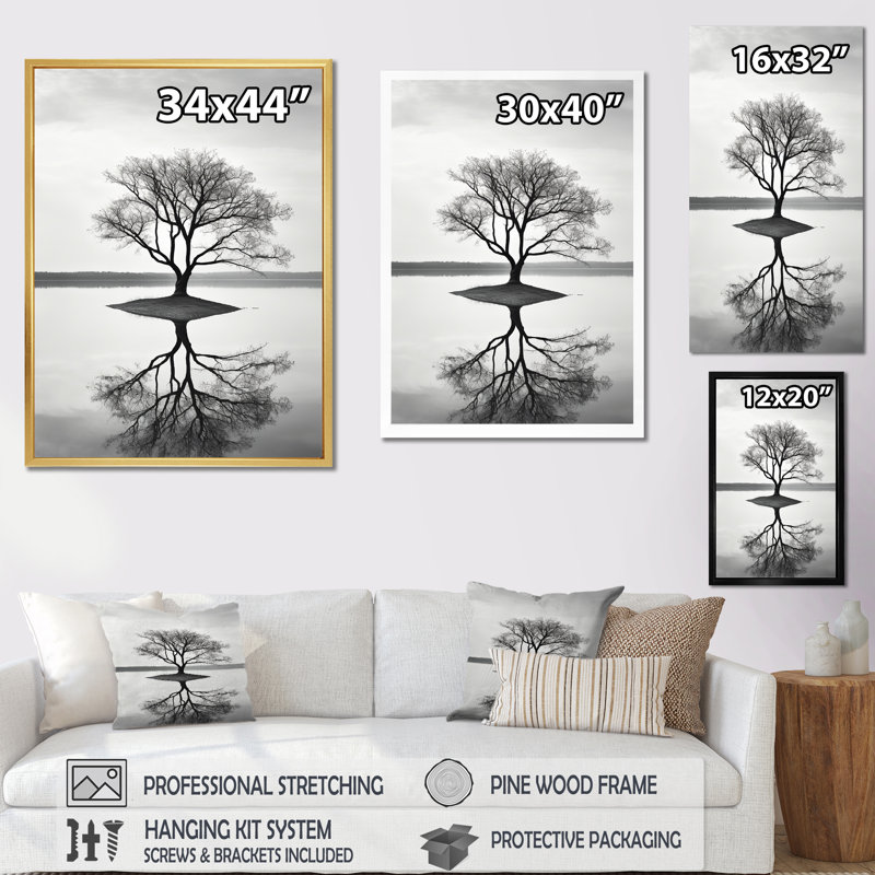 Tree Rivers Resson, reproduction d'art sur toile, Cadre doré simple, H 32 po x l 24 po x P 1 po