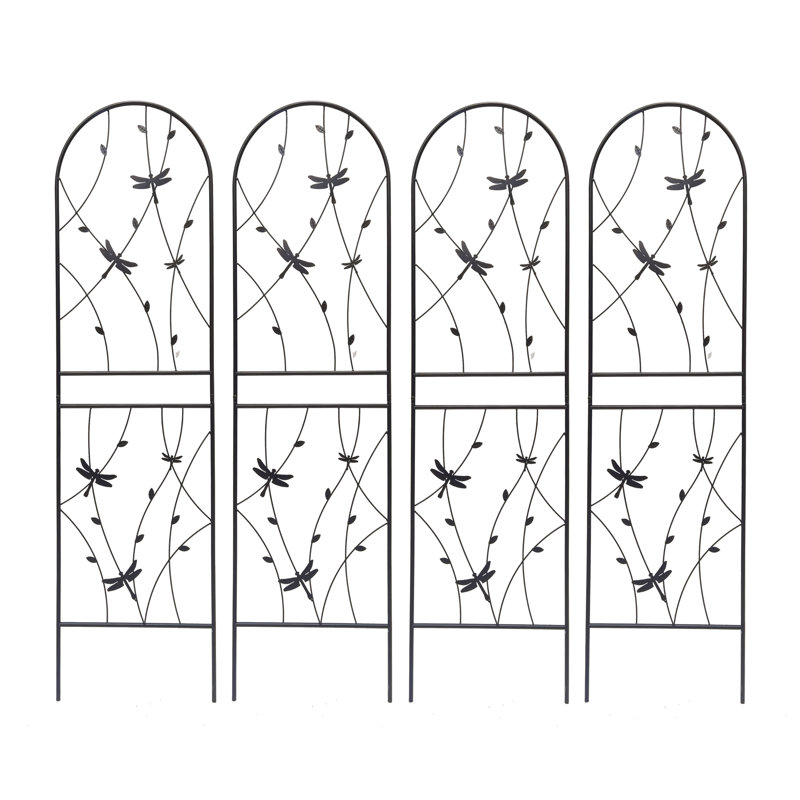 Ensemble de 4 treillis de jardin en métal antirouille de 19,7 po pour plantes grimpantes support de fleurs extérieur noir