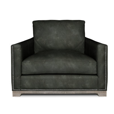 Fauteuil club moderne en cuir véritable l 36 po Brooklyn