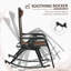 Ensemble de 2 chaises berçantes d'extérieur sans gravité, fauteuil inclinable pliable avec coussin et porte-gobelet, brun