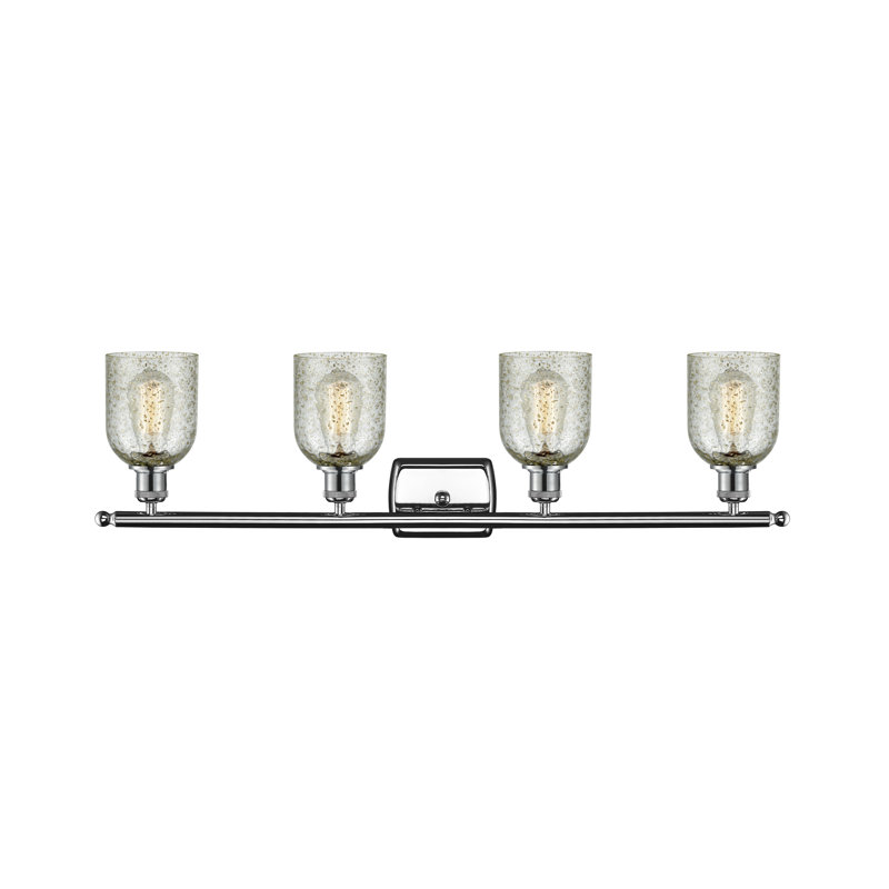 Vella 4 - Light Dimmable Vanity Light, Mica, 6 Watt Vinage LED Bulb, Polished Chrome