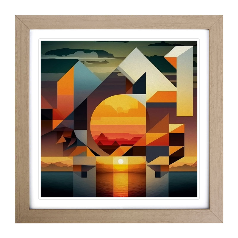 Sunset Cubism - Framed Print, Oak