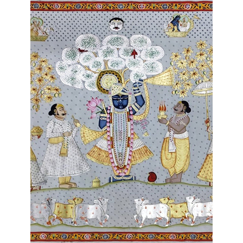 Shrinathji vénéré lors du Festival d'Annakut | Art Pichwai | Par Dheeraj Munot