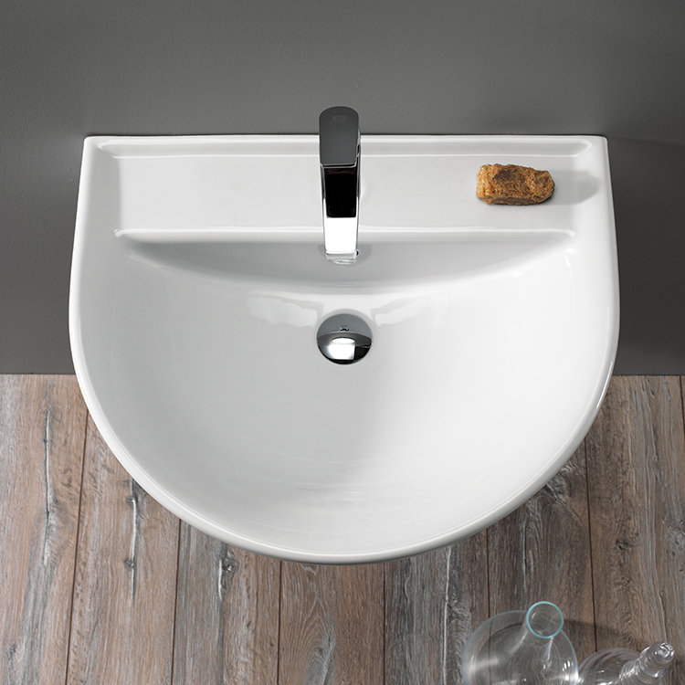CeraStyle By Nameeks Bella White Ceramic Specialty Bathroom Sink with Overflow, Single Hole
