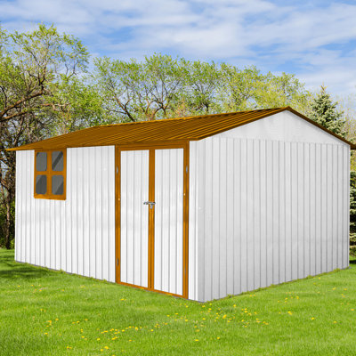 10Ftx12ft Metal Outdoor Shed Unit - , Waterproof With Lockable Door & Ventilation Garden Storage , Vent