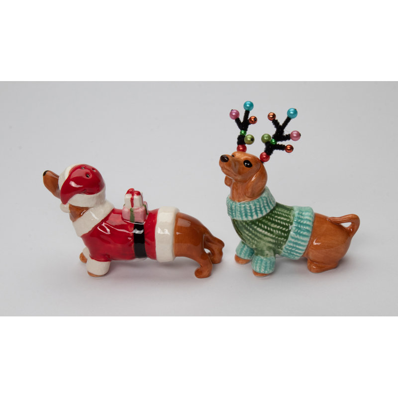 Ensemble de salière et poivrière Christmas Dachshund