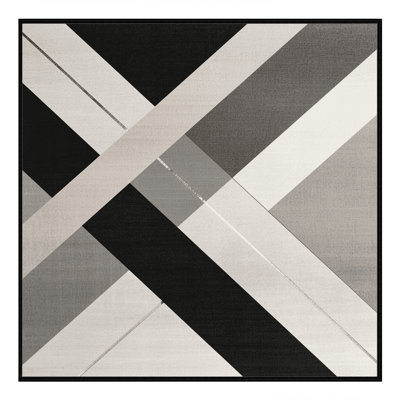 Machine Washable Carlstadt Minimalist Geometric Rug in Gray – Black Binding