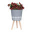 Pot à fleurs avec trou de drainage et pieds en bois