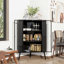 Armoire de rangement d'angle à 3 niveaux avec portes en verre trempé