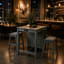 Ensemble de table de bar 3 pièces avec prise électrique, table basse industrielle avec 2 tabourets rembourrés