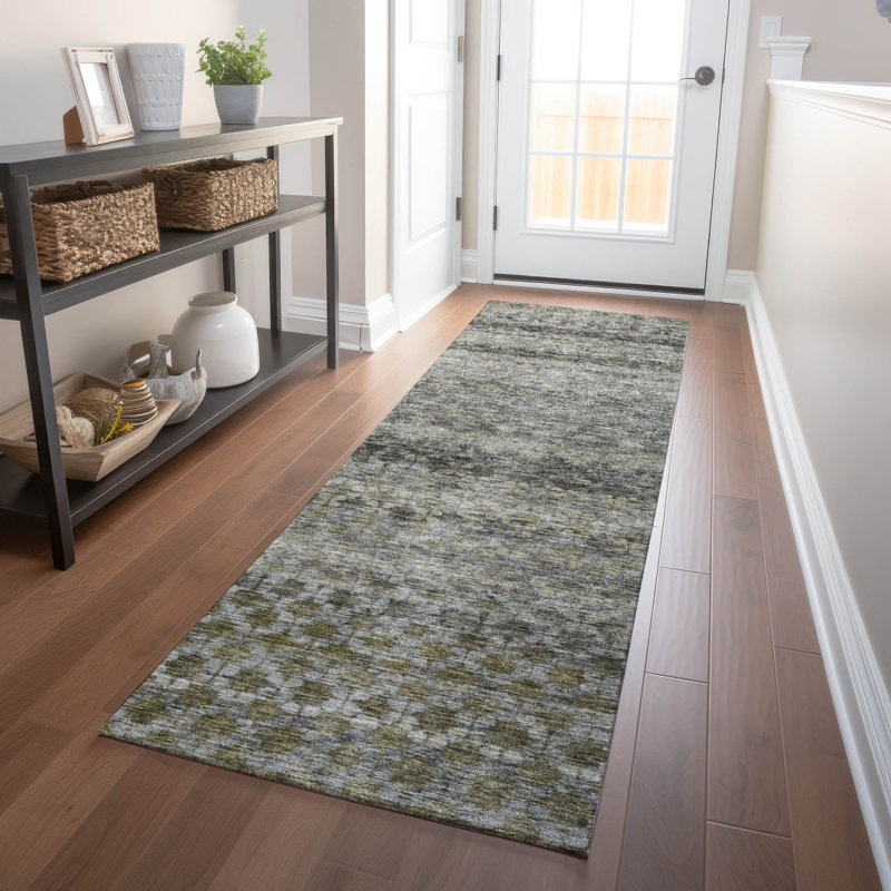 Maelis Gray Washable Indoor-Outdoor Rug - , 2'3" x 7'6"