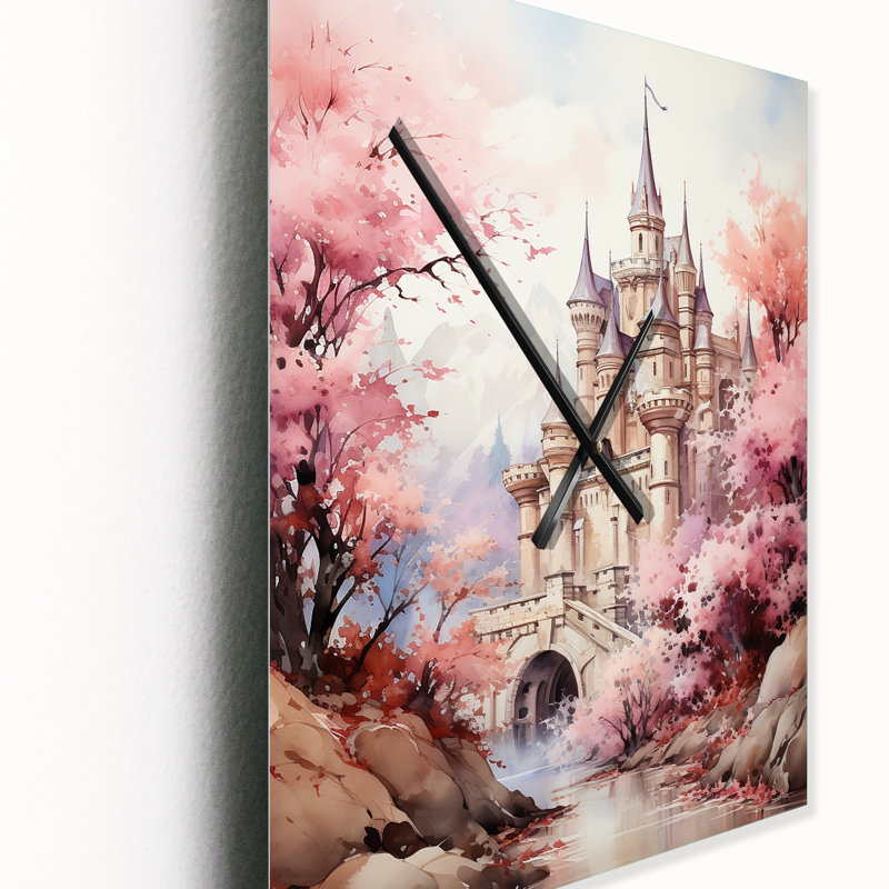 Horloge murale moderne Castles Pastel Dreams II - Cityscapes, Très grand
