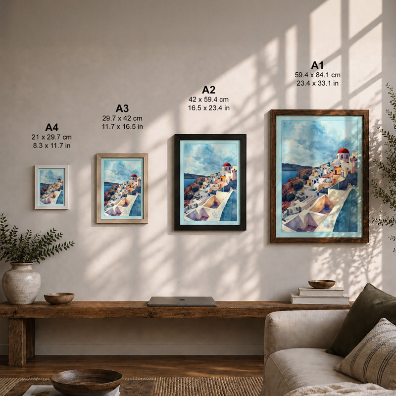 Mediterranean Clifftop Coastal - Framed Print, Unframed, A3 - 42.0 x 29.7 cm