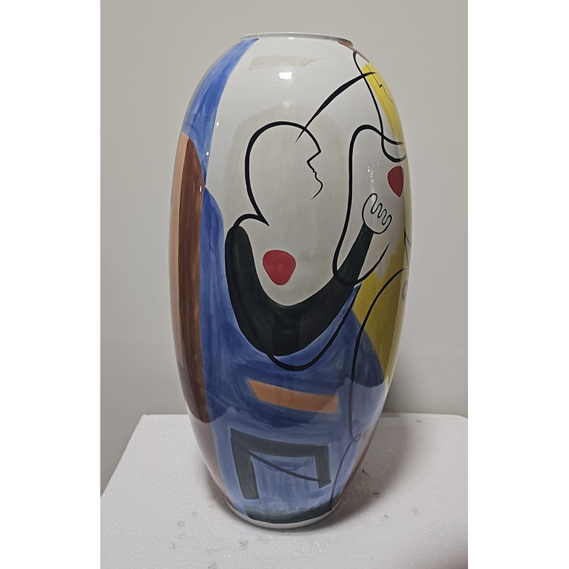 Vase bleu de style Picasso 24 po