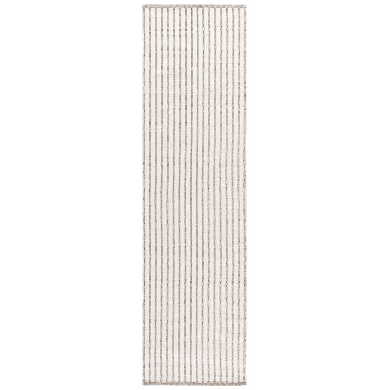 Vermont Hand Woven Wool;Cotton Striped Indoor Rug, Runner 2'3" x 9'