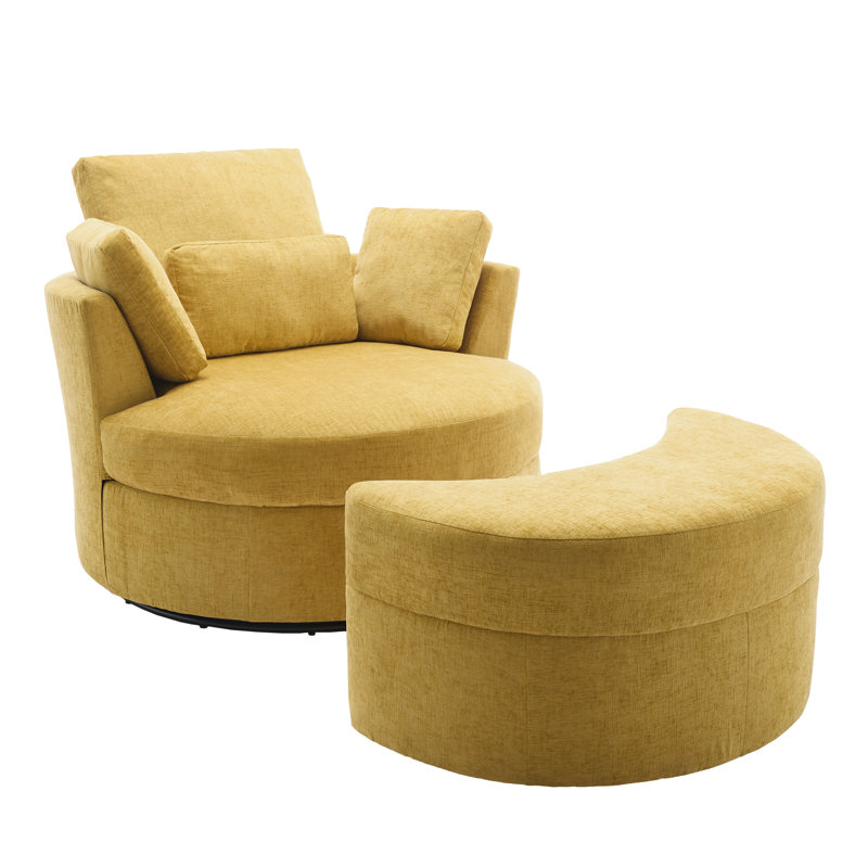 Chaise longue rembourrée avec coussin Niama, Mélange de polyester jaune